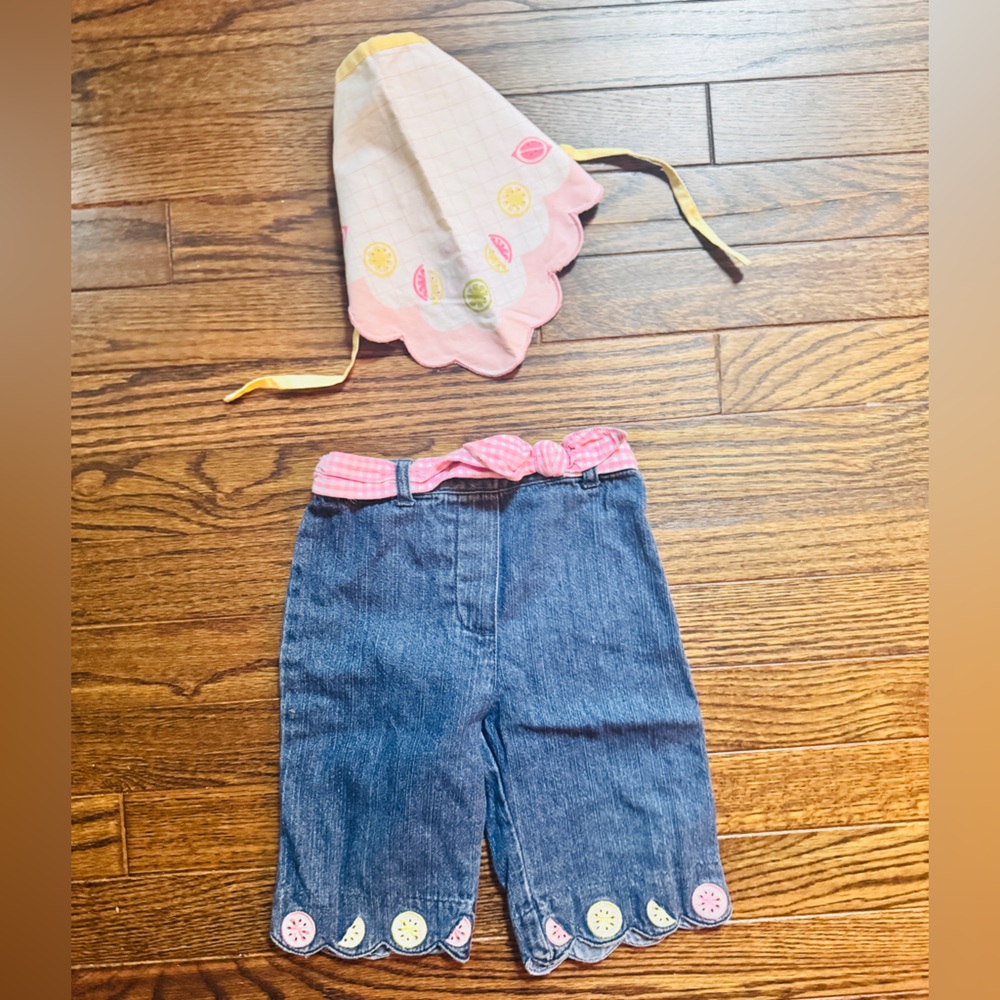 Gymboree Blue Denim Capris with Matching Head Scarf/Hat